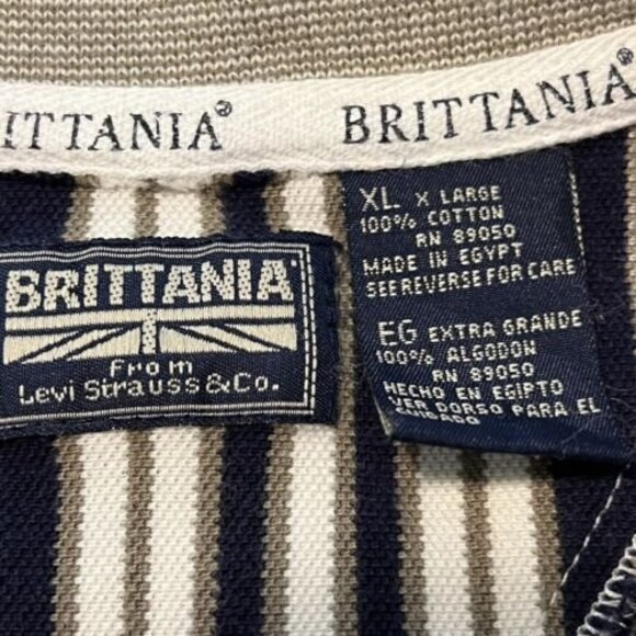 Vtg Levis Mens Brittania Striped Short Sleeve Polo Shirt 100% Cotton Size XL - Picture 7 of 12